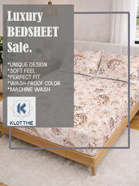 KLOTTHE Beige Floral 300 TC Cadar Super King Halus