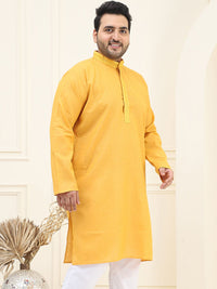 SOJANYA PLUS Kurta Kapas Lurus Rekaan Tenunan Berkolar Mandarin