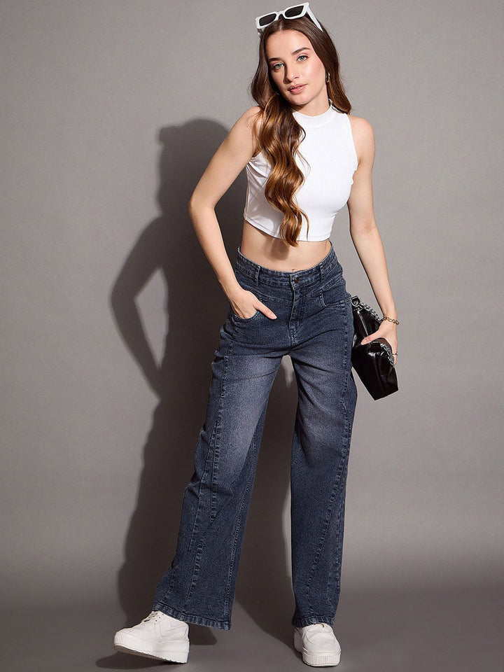 SASSAFRAS BASICS Women Comfort Flared High-Rise Light Fade Stretchable Jeans