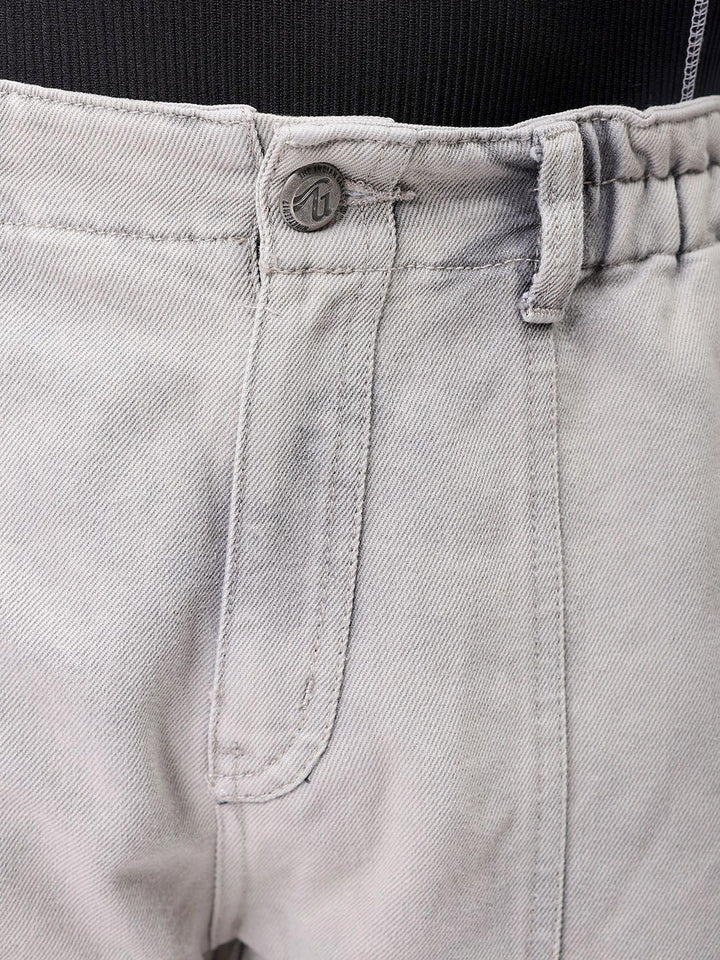 Garage Co India Mid Rise Rise Clean kelihatan lebar kaki santai seluar jeans kargo sesuai