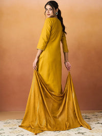 KALINI Ethnic Motifs Yoke Design Thread Work Straight Kurta With Trousers & Dupatta