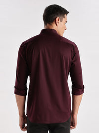 ADRO Men Slim Fit Solid Satin Casual Shirt