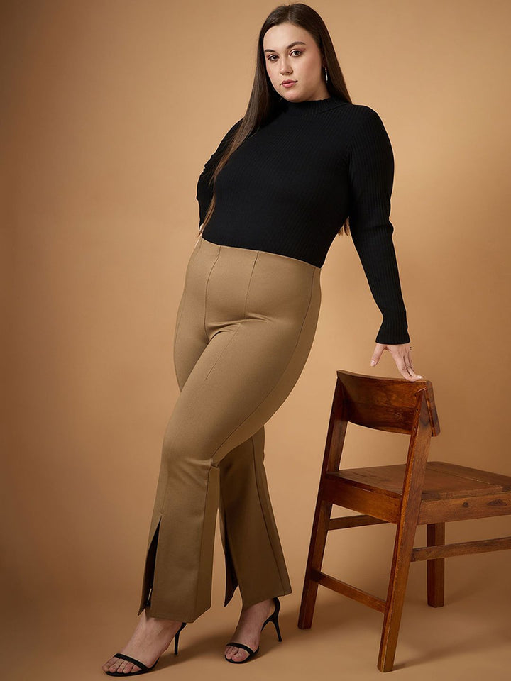 SASSAFRAS Curve Women Comfort Slim Fit High-Rise Trousers