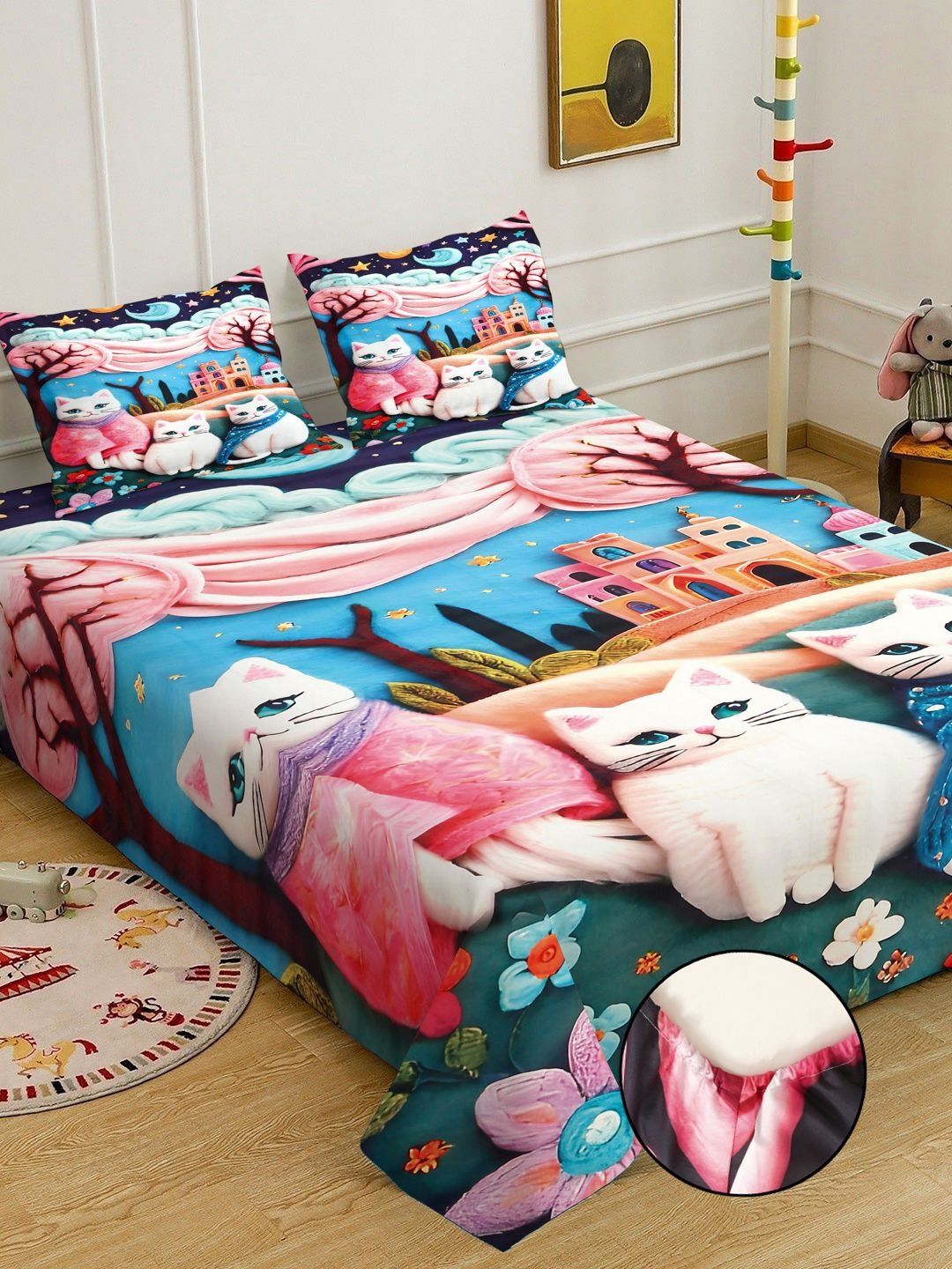 Klotthe Animal Printed Fitted 400 TC King 7D Cadar & 2 Sarung Bantal- 2.50 m x 2.25 m