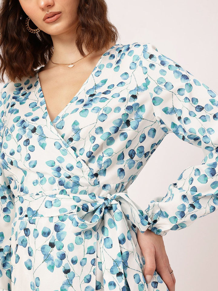 DressBerry Effortlessly Glamorous Printed Belted Wrap Tulip-Hem Midi Dress