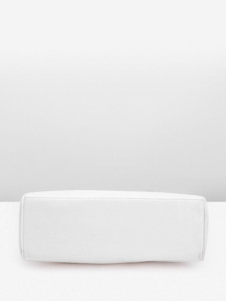 Lino Perros Croc Textured Structured Laptop Shoulder Bag