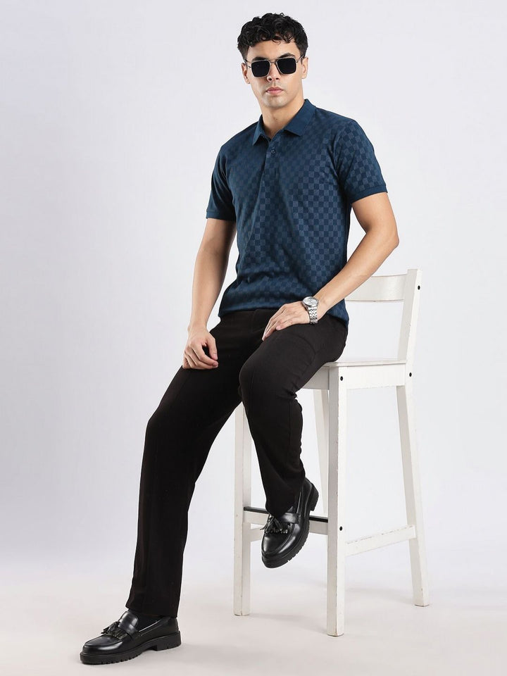 Baju-T Kapas Kolar Polo ADRO Berpetak