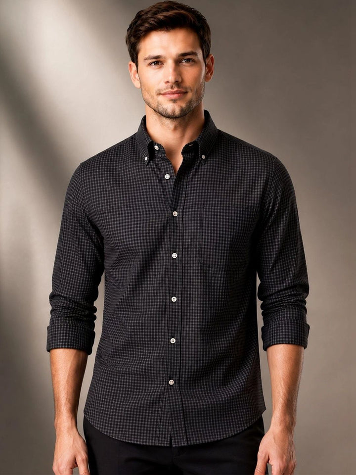 ADRO Men Standard Micro Checks Checked Semiformal Shirt