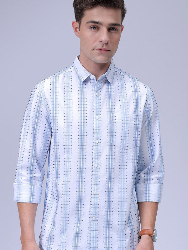 The Indian Garage Co Men Slim Fit Spread Collar Textured Cotton Casual Shirt
