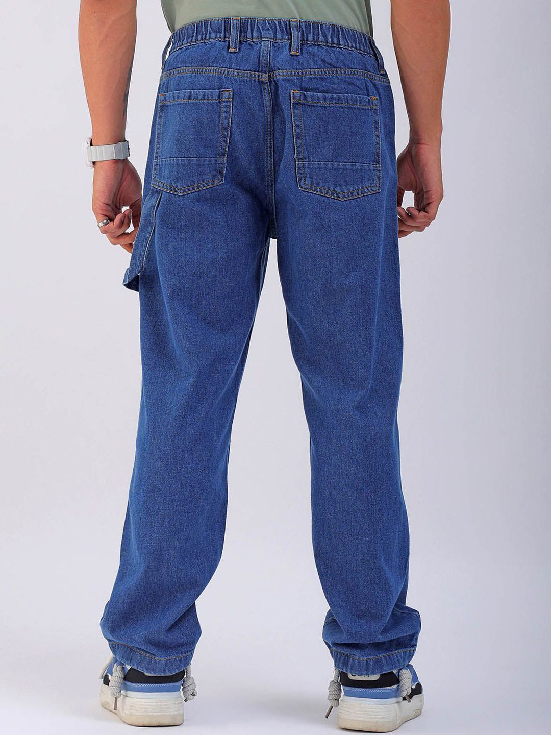 The Indian Garage Co Men Mid-Rise Loose Baggy Fit Elasticated Wasit Cargo Jeans