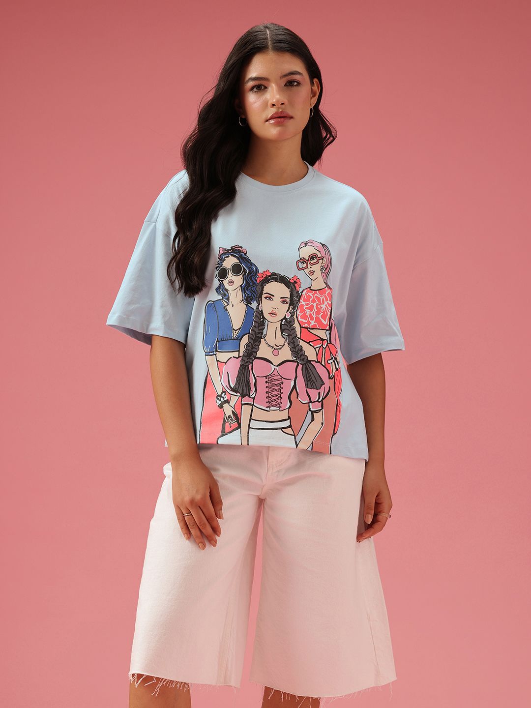 DressBerry Relaxed Fit Graphic Printed Pure Cotton T-shirt