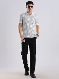 Baju-T Kapas Kolar Polo Bercetak Bunga ADRO