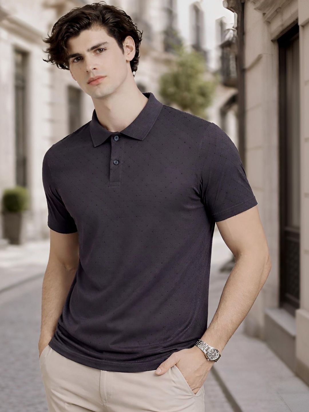 ADRO Men Polo Collar T-shirt