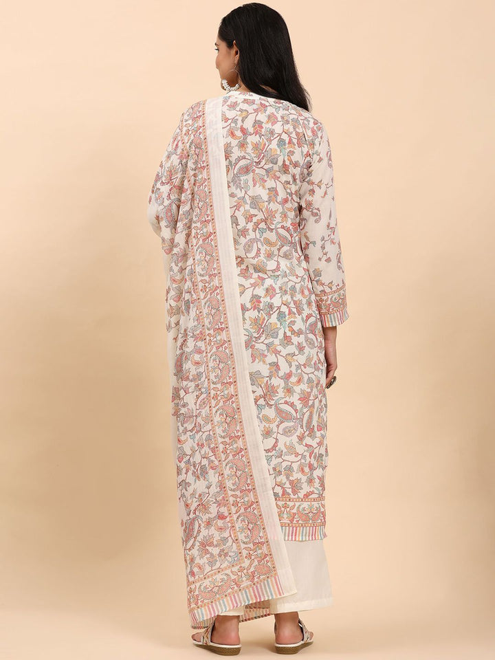 Mamicha Women Floral Printed Regular Pure Cotton Kurta with Trousers & With Dupatta