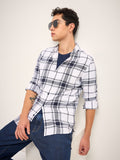 THE BEAR HOUSE Men Button-Down Collar Tartan Checked Cotton Slim Fit Casual Shirt