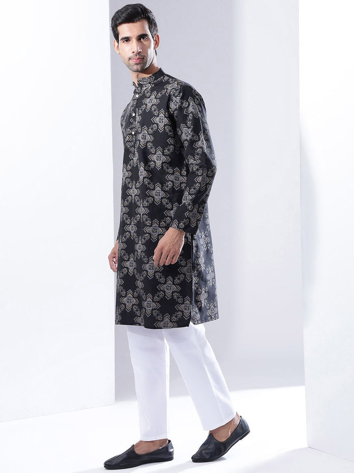 Anouk Men Printed Kurta with Pyjamas with Nehru Jacket