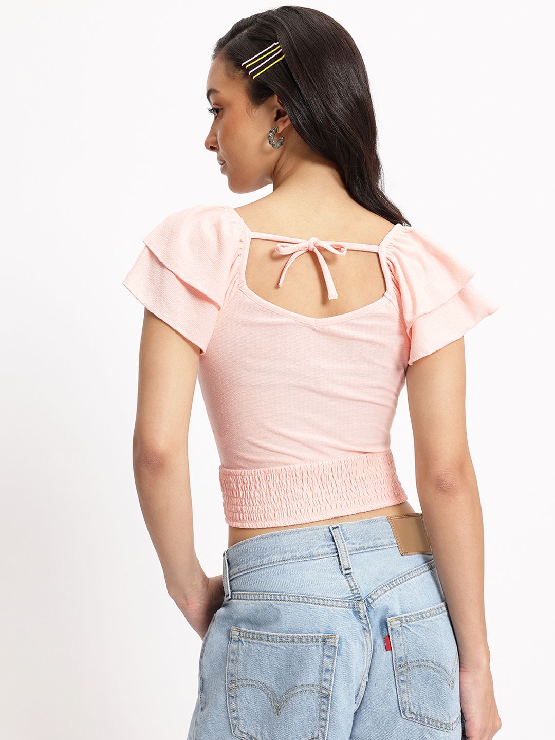 DressBerry Wrap Charisma V-Neck Smocked Blouson Top