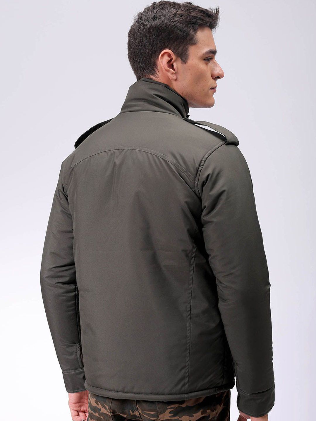 The Indian Garage Co Men Slim Fit Military Bomber Utility Jacket