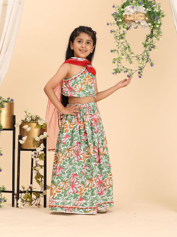 Cutiekins Girls Printed Ready to Wear Lehenga & Blouse With Dupatta