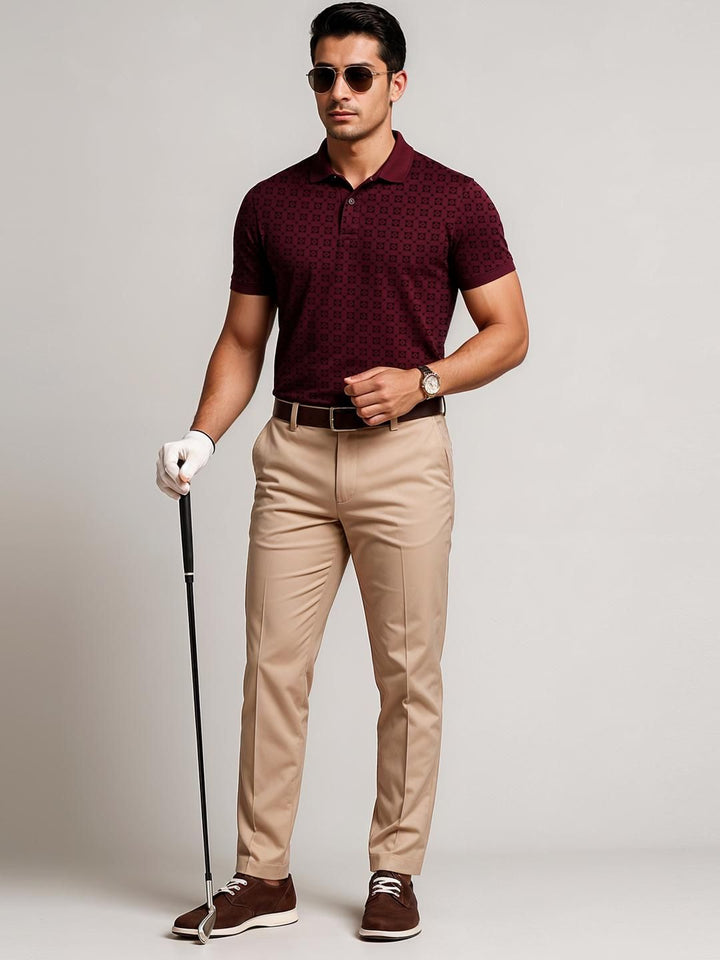 ADRO Men Maroon Cotton Tshirts