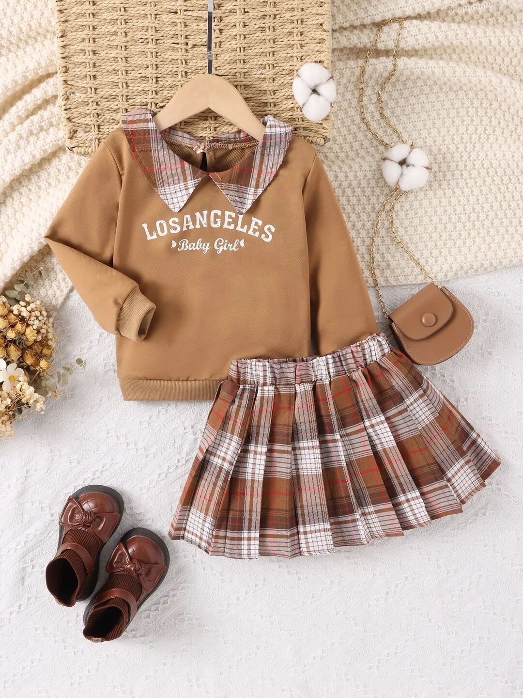 YK Girls Printed Top With Skirt Clothing Set