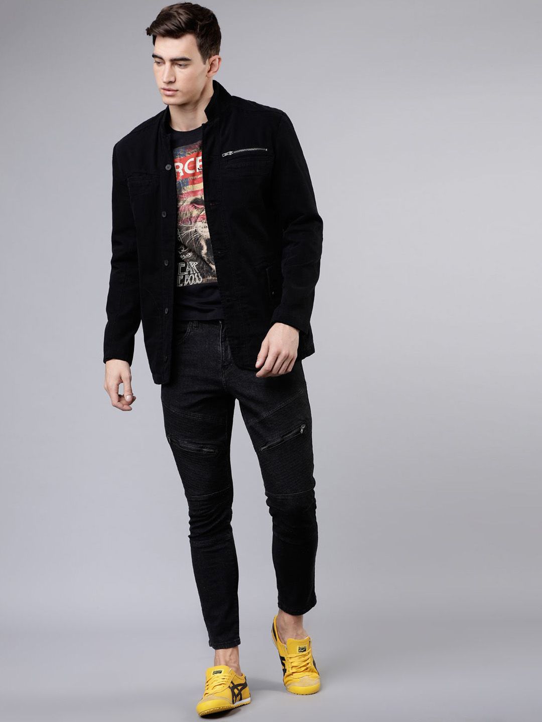 HIGHLANDER Men Cotton Open Front Jacket