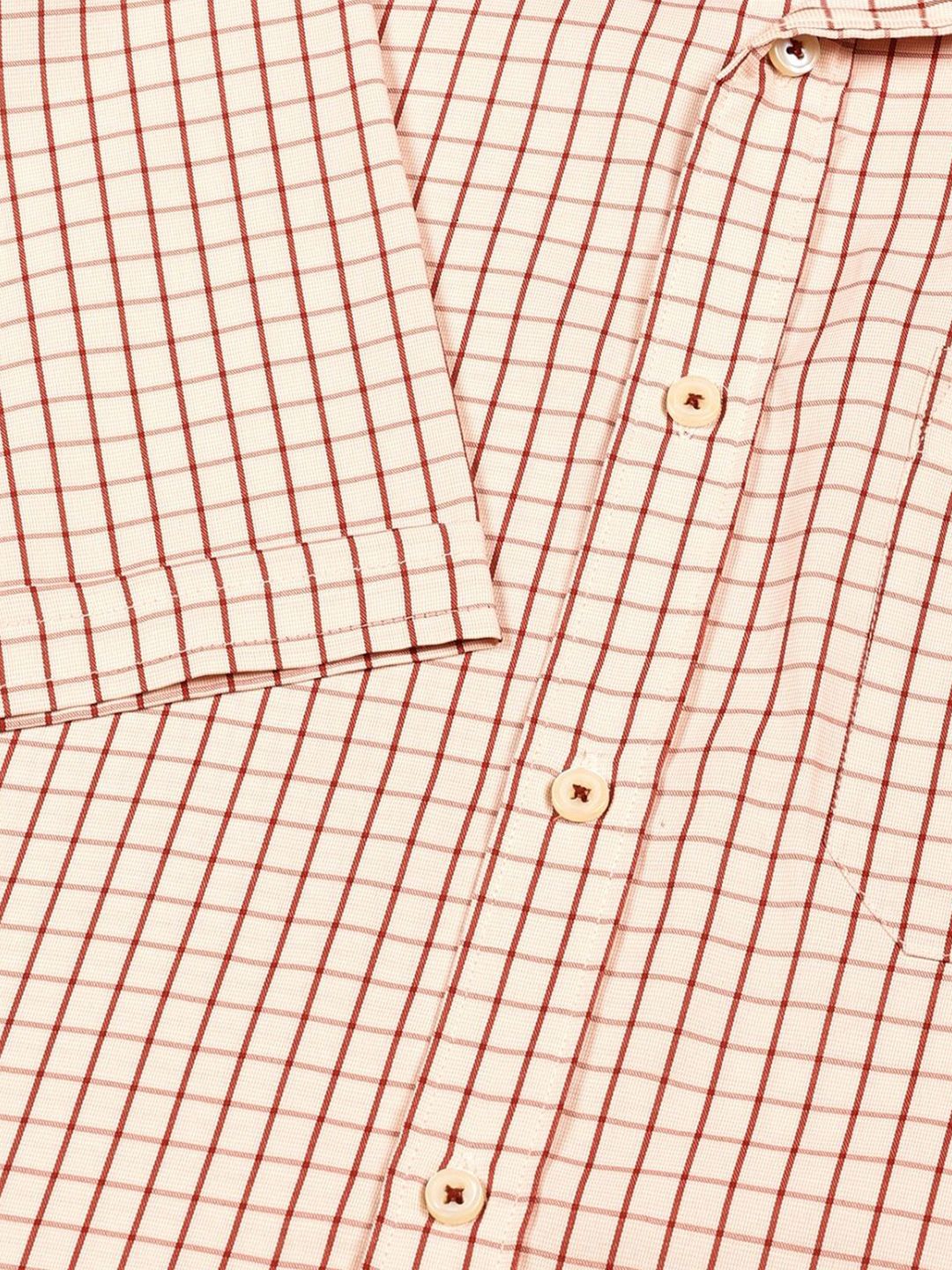 Thomas Scott Men Smart Cutaway Collar Gingham Checked Cotton Formal Shirt