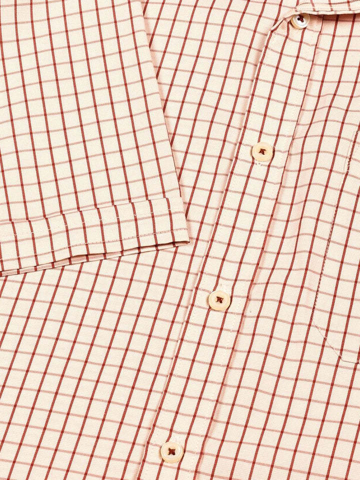Thomas Scott Men Smart Cutaway Collar Gingham Checked Cotton Formal Shirt
