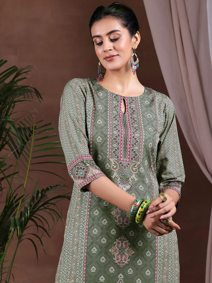 Libas Ethnic Motifs Printed Keyhole Neck Straight Kurta with Trousers & Dupatta