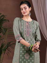 Libas Ethnic Motifs Printed Keyhole Neck Straight Kurta with Trousers & Dupatta