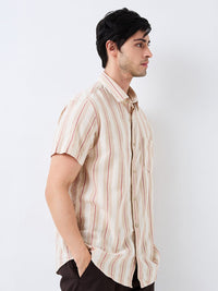 SPYKAR Men Spread Collar Vertical Striped Cotton Casual Shirt