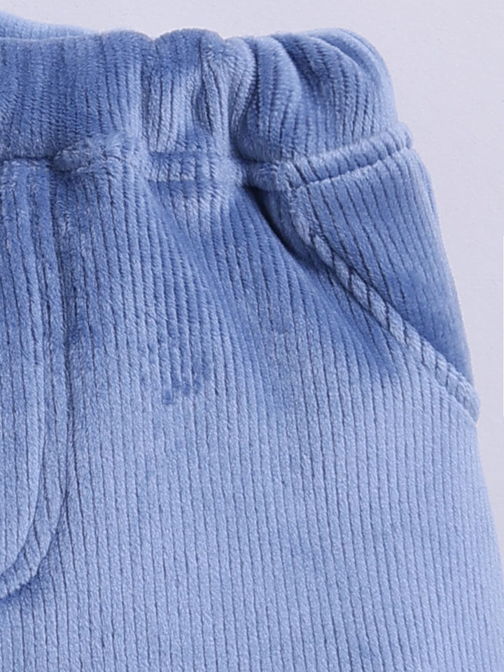 Moms Love Infant Boys Ribbed Velvet-Finish Pure Cotton Sweatshirt With Joggers