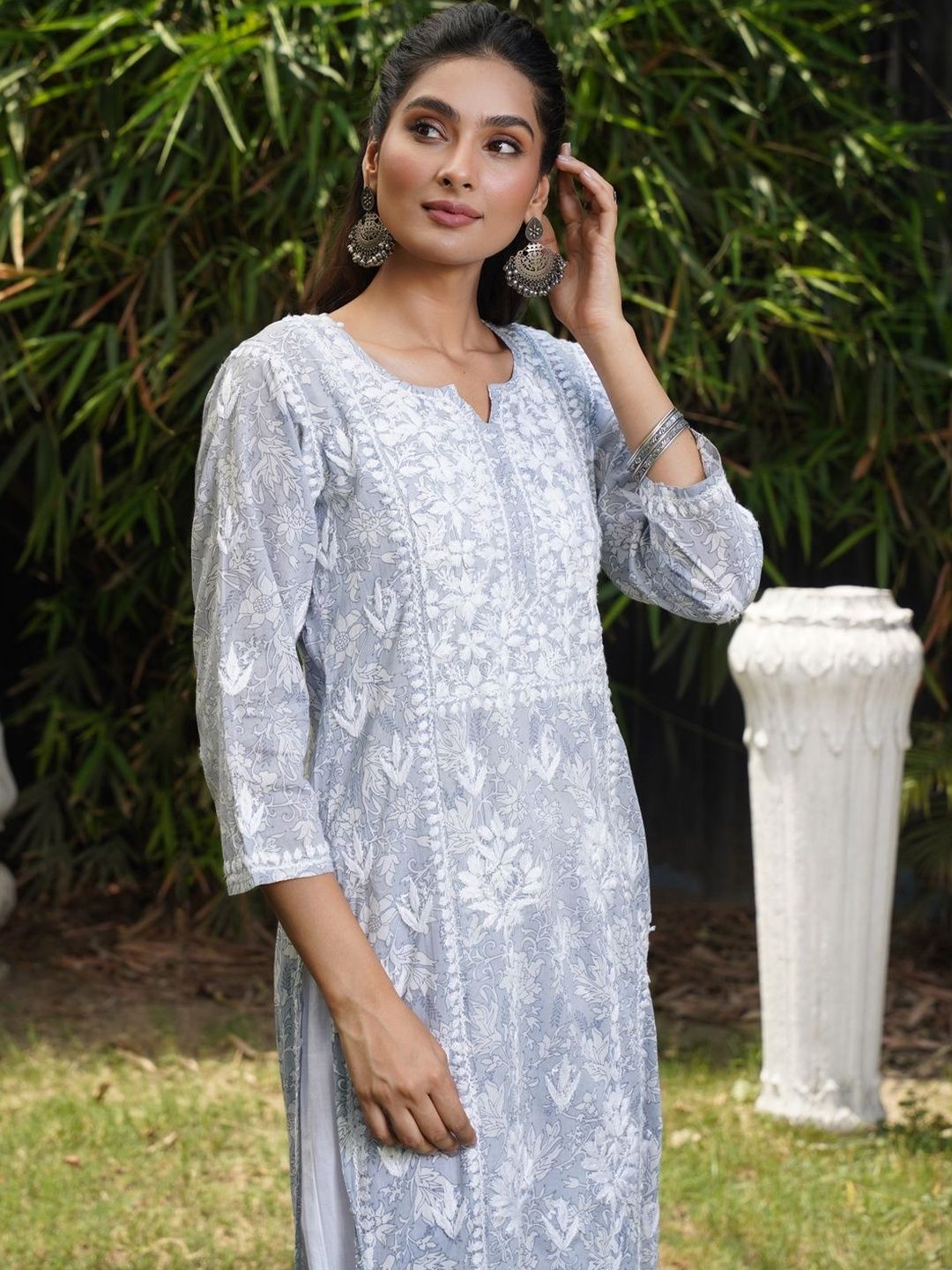 House of Chikankari Women Ethnic Motifs Embroidered Chikankari Indie Prints Kurta