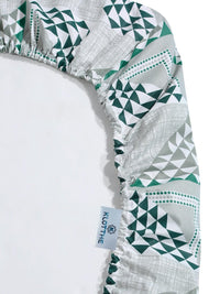 KLOTTHE Green Geometric Cotton Single Bedsheets