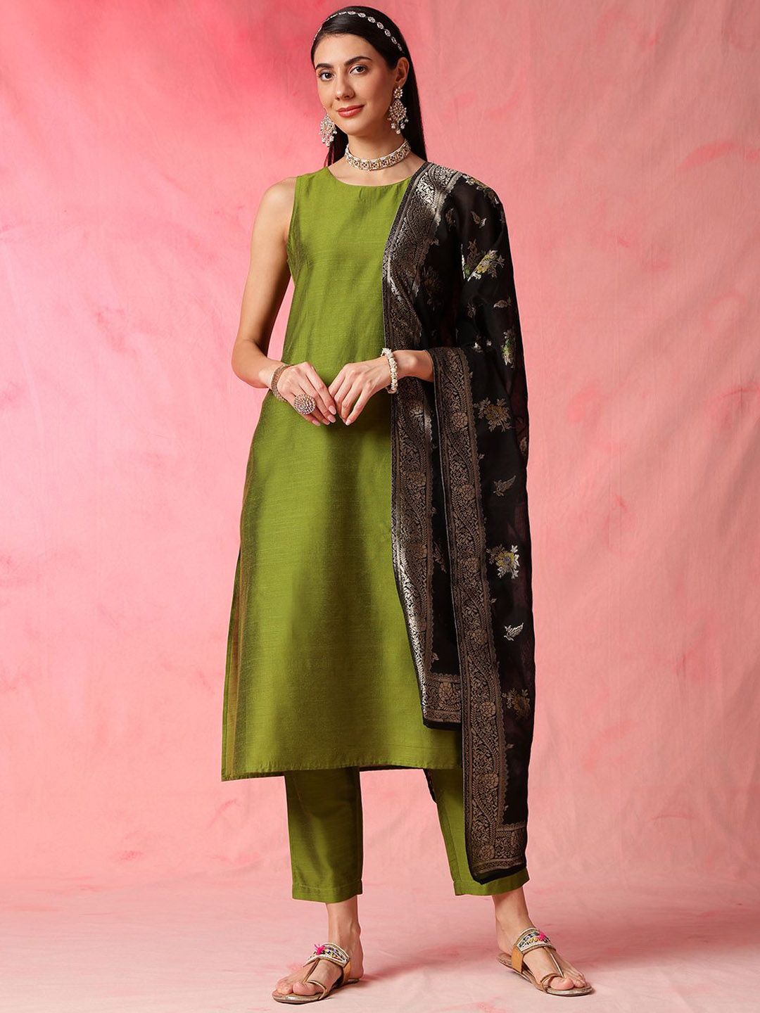 Anouk Women Regular Kurta with Trousers & With Dupatta