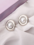 VOGUE PANASH Stainless Steel 18K Gold-Plated Pearls Beaded Circular Shape Studs