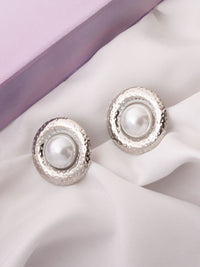 VOGUE PANASH Stainless Steel 18K Gold-Plated Pearls Beaded Circular Shape Studs