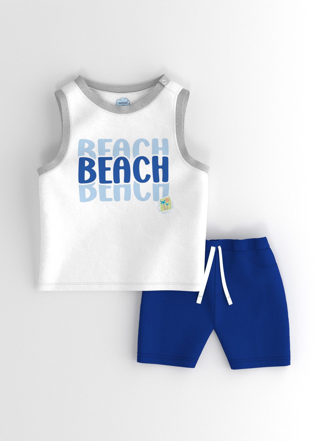 Nauti Nati Boys Graphic Printed Pure Cotton Sleeveless T-shirt With Shorts