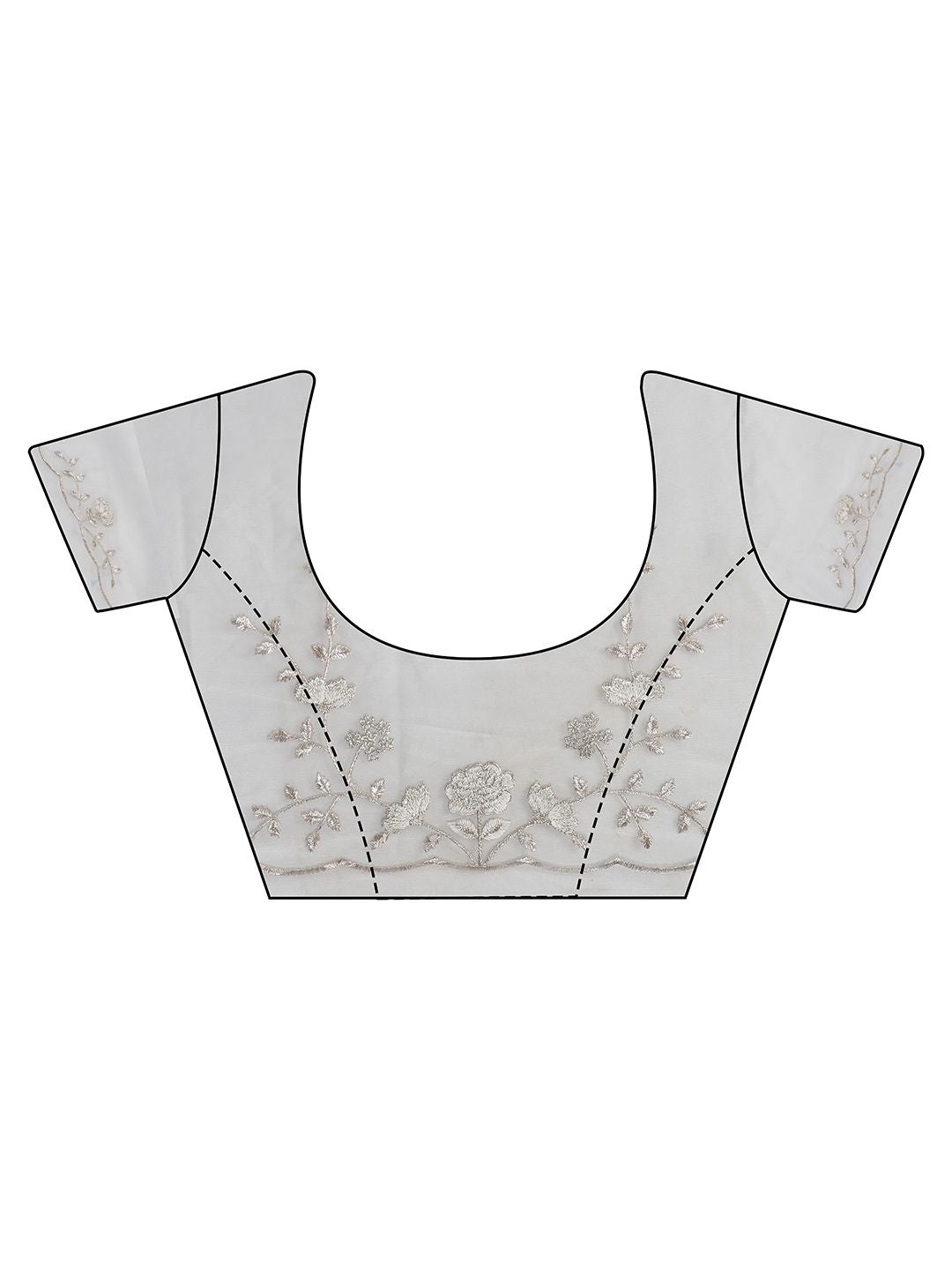 Tikhi Imli Floral Sequinned Embroidered Net Saree With Scalloped Border