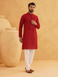 SOJANYA Geometric Embroidered Mandarin Collar Pure Cotton Straight Kurta