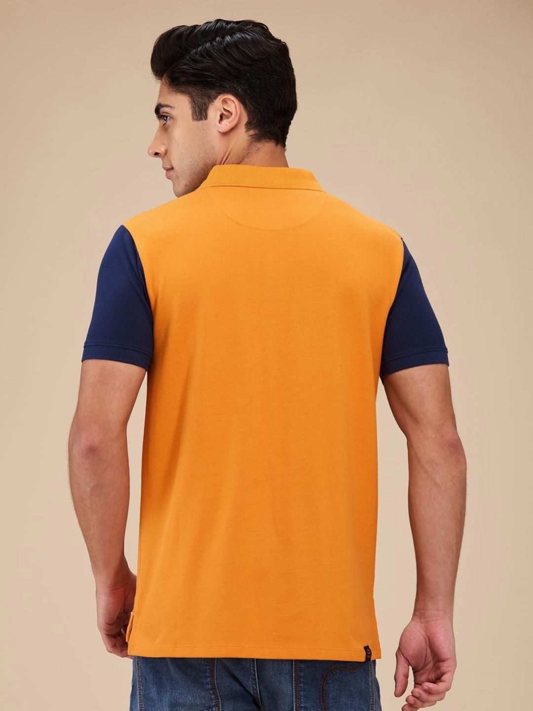 Being Human Men Colourblocked Polo Collar Cotton Slim Fit T-shirt