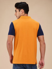 Being Human Men Colourblocked Polo Collar Cotton Slim Fit T-shirt