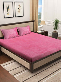 Myntra Elegant Homes Pink 300 TC King Woolen Bedsheet dengan 2 Sarung Bantal-250X225 cm