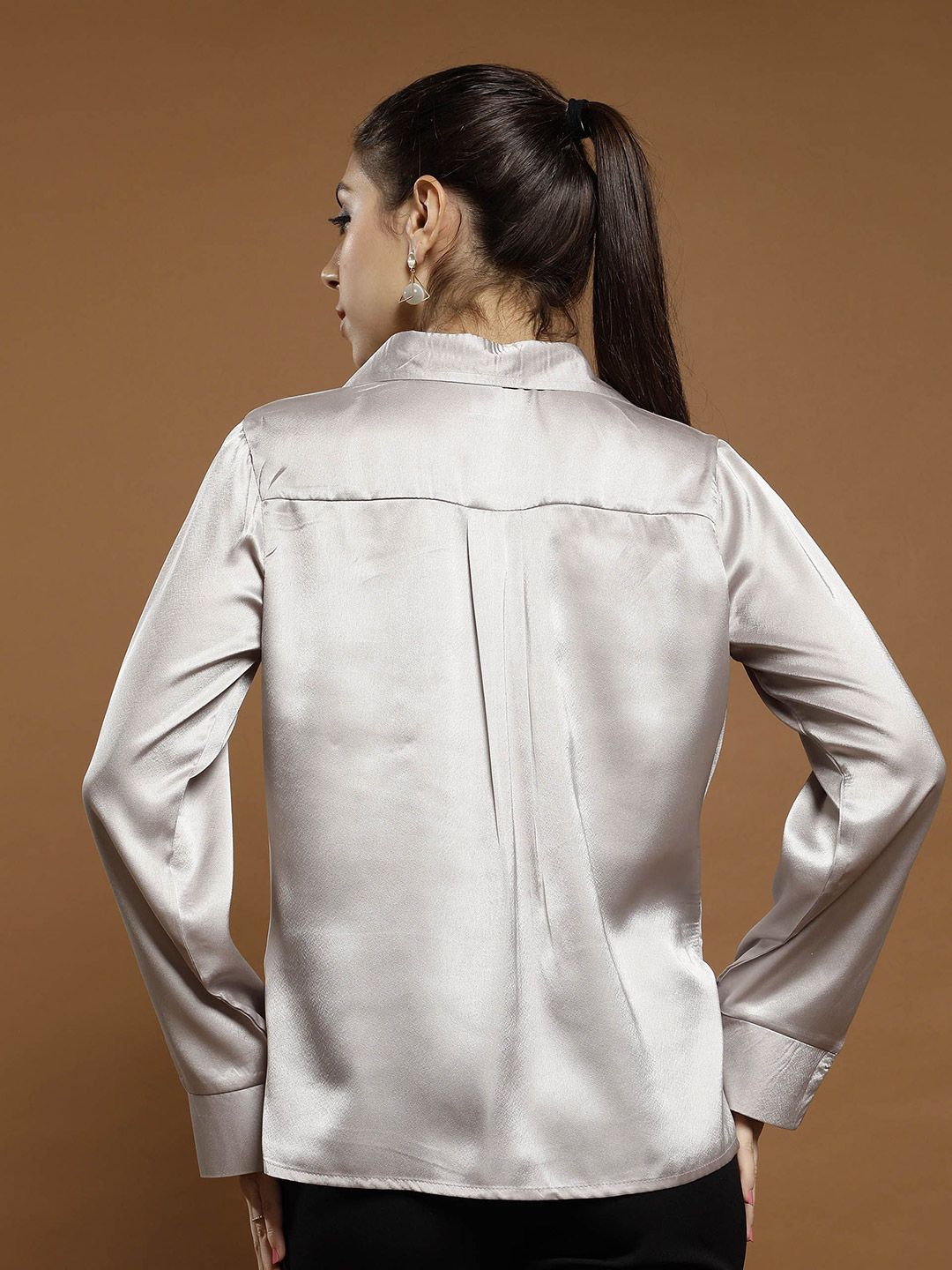 Athena Women Solid Shirt Collar Top