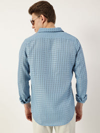 Thomas Scott Men Premium Spread Collar Textured Solid Slim Fit Casual Shirt