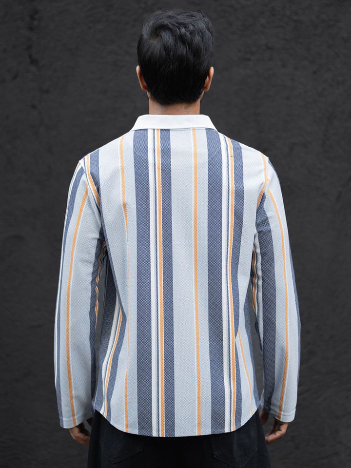 Powerlook Men Striped Polo Collar T-shirt