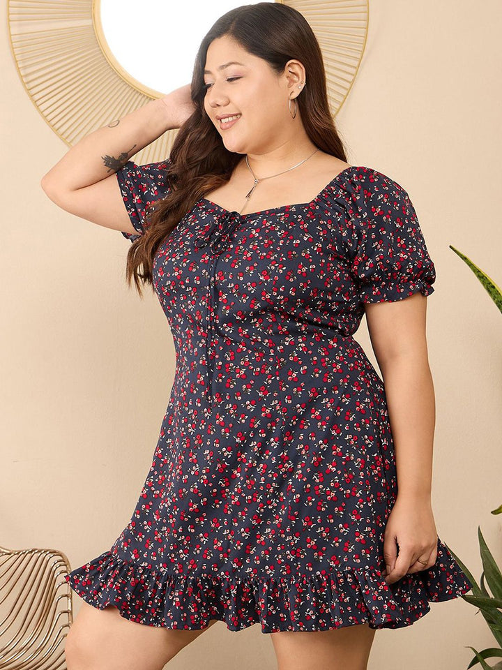 Berrylush Curve Plus Size Floral Printed A-Line Dress