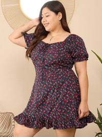 Berrylush Curve Plus Size Floral Printed A-Line Dress