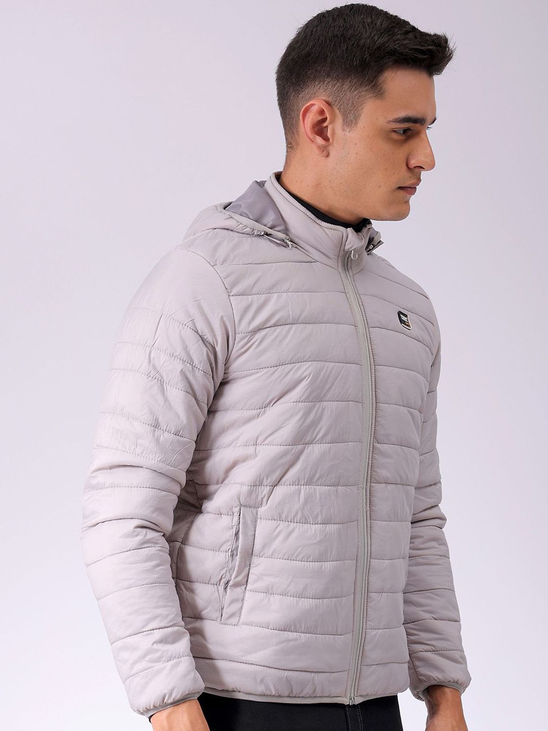 The Indian Garage Co Men Zip-Front Puffer Jacket with Detachable Hood