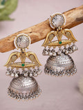 Karatcart Gold-Plated Dome berbentuk Kundan Kundan Studded & Beaded Bird Motif Jhumkas